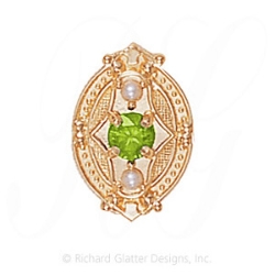 GS449 PD/PL - 14 Karat Gold Slide with Peridot center and Pearl accents 